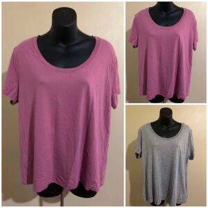 SET OF 3 A New Day Cotton Modal T-Shirts Dusty Rose & Gray, XXL